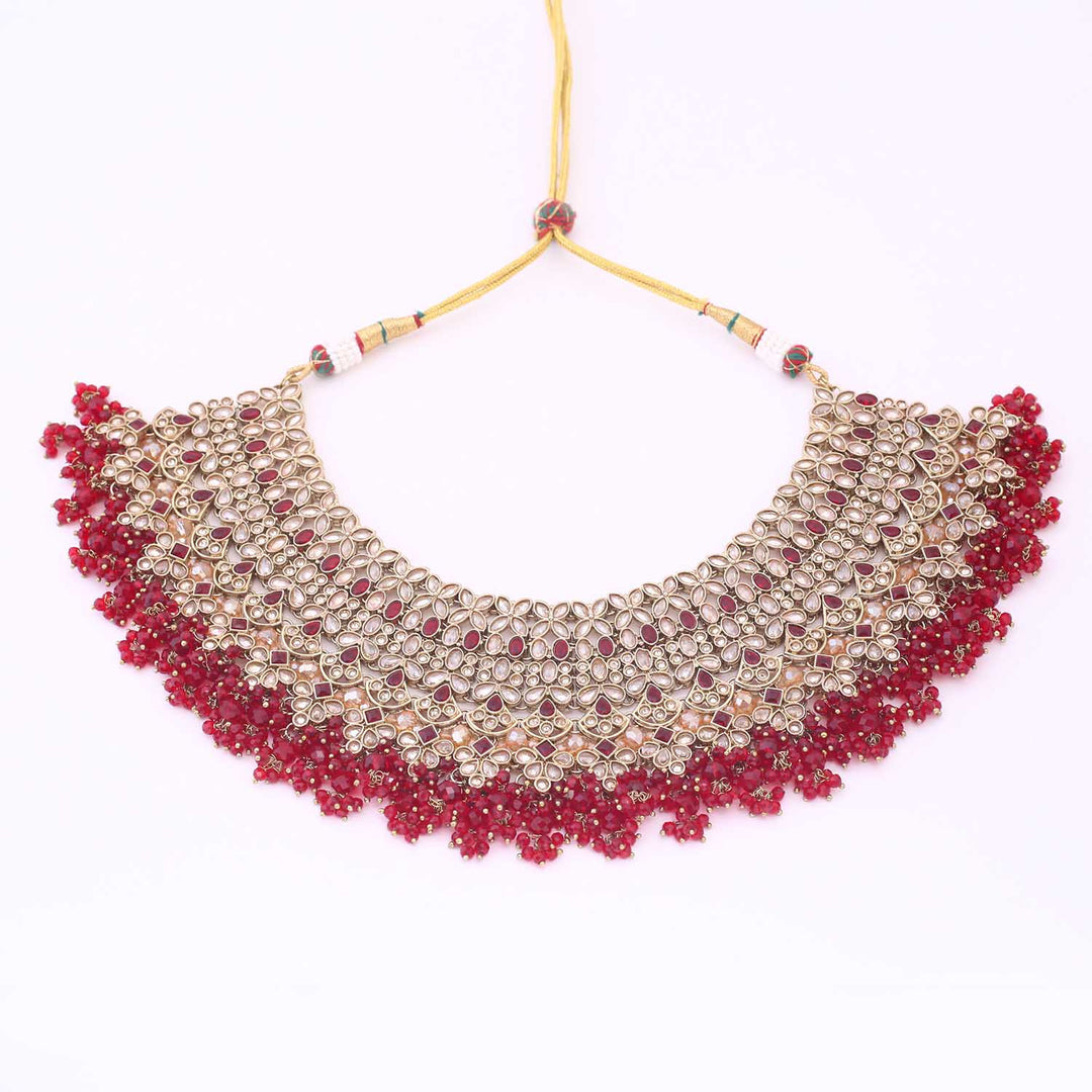 Maroon Ushana Bridal Jewellery Set