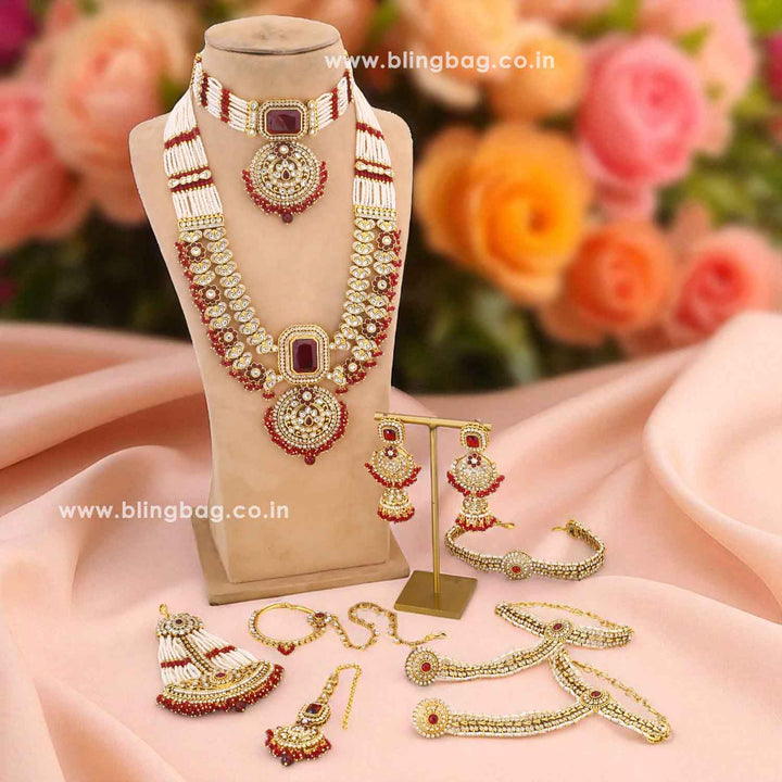 Maroon Varnika Kundan Bridal Jewellery Set