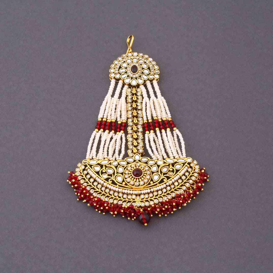 Maroon Varnika Kundan Bridal Jewellery Set