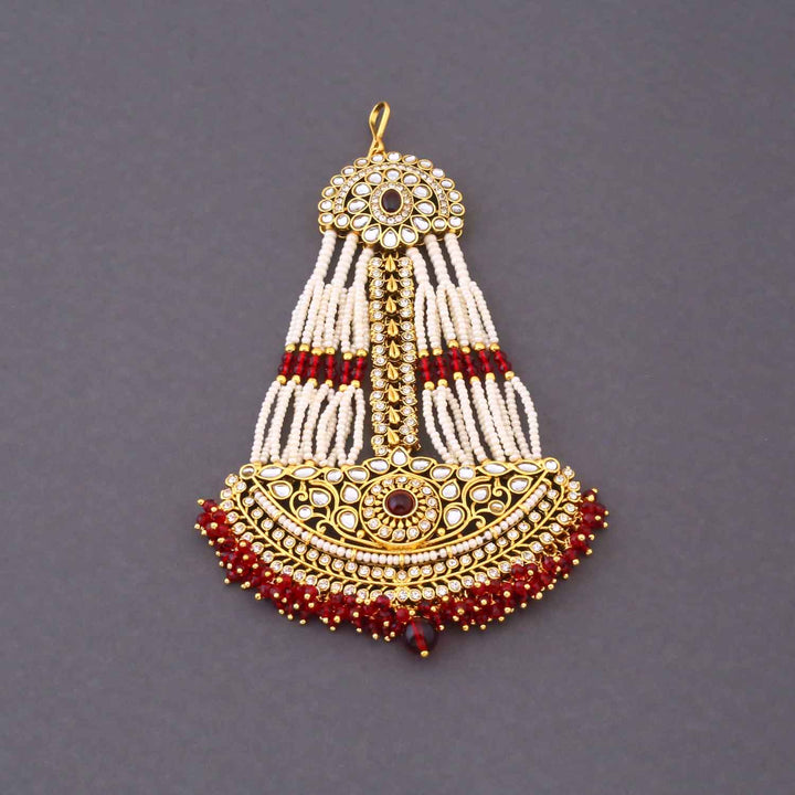 Maroon Varnika Kundan Bridal Jewellery Set