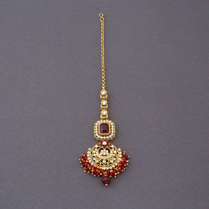 Maroon Varnika Kundan Bridal Jewellery Set