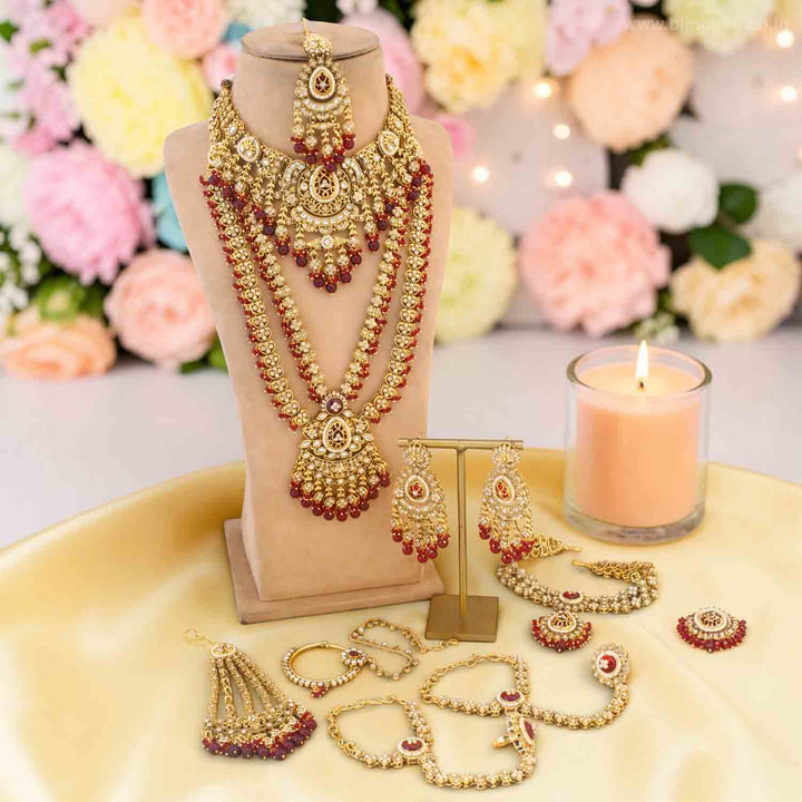 Maroon Yagna Kundan Bridal Jewellery Set