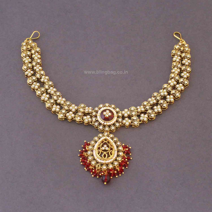 Maroon Yagna Kundan Bridal Jewellery Set