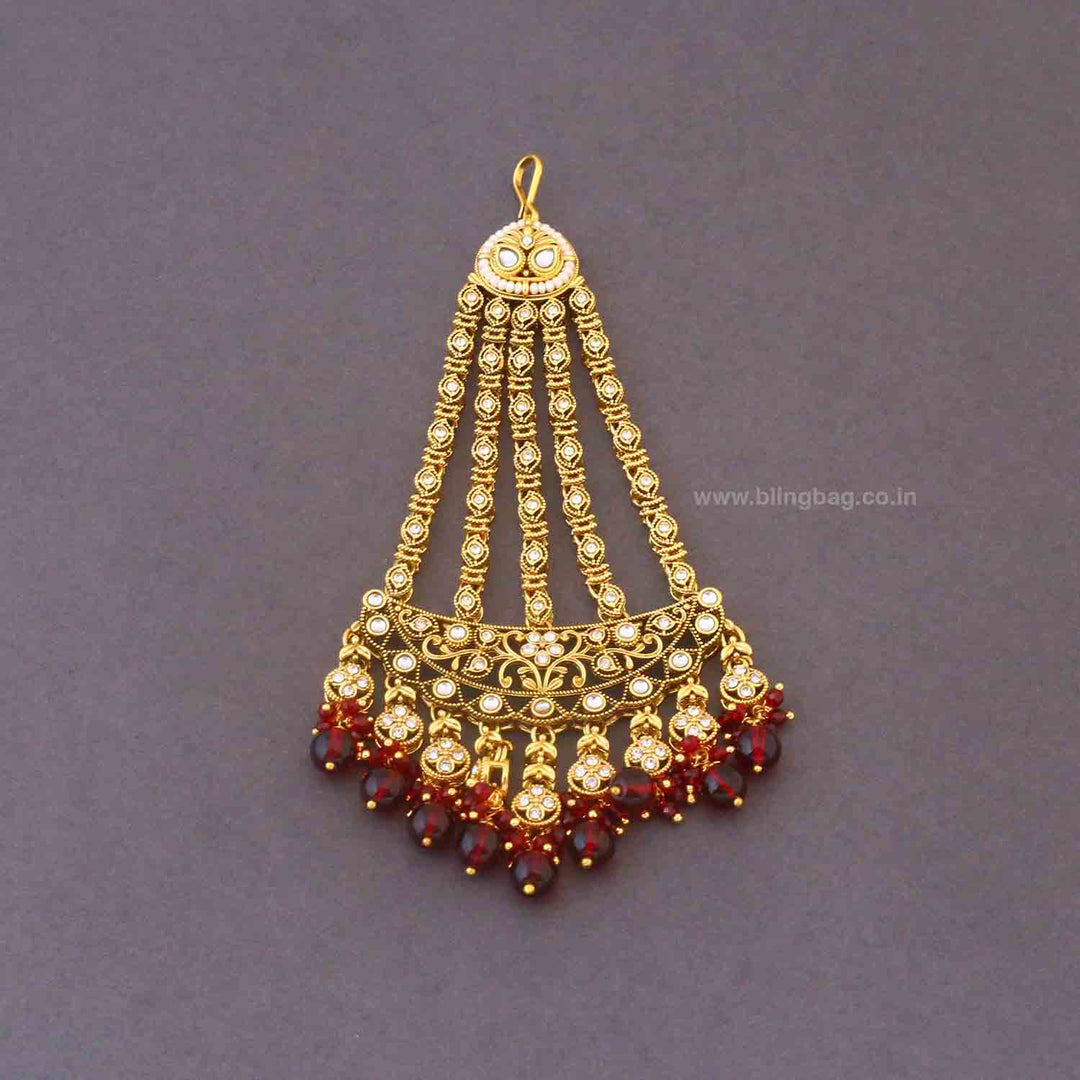 Maroon Yagna Kundan Bridal Jewellery Set