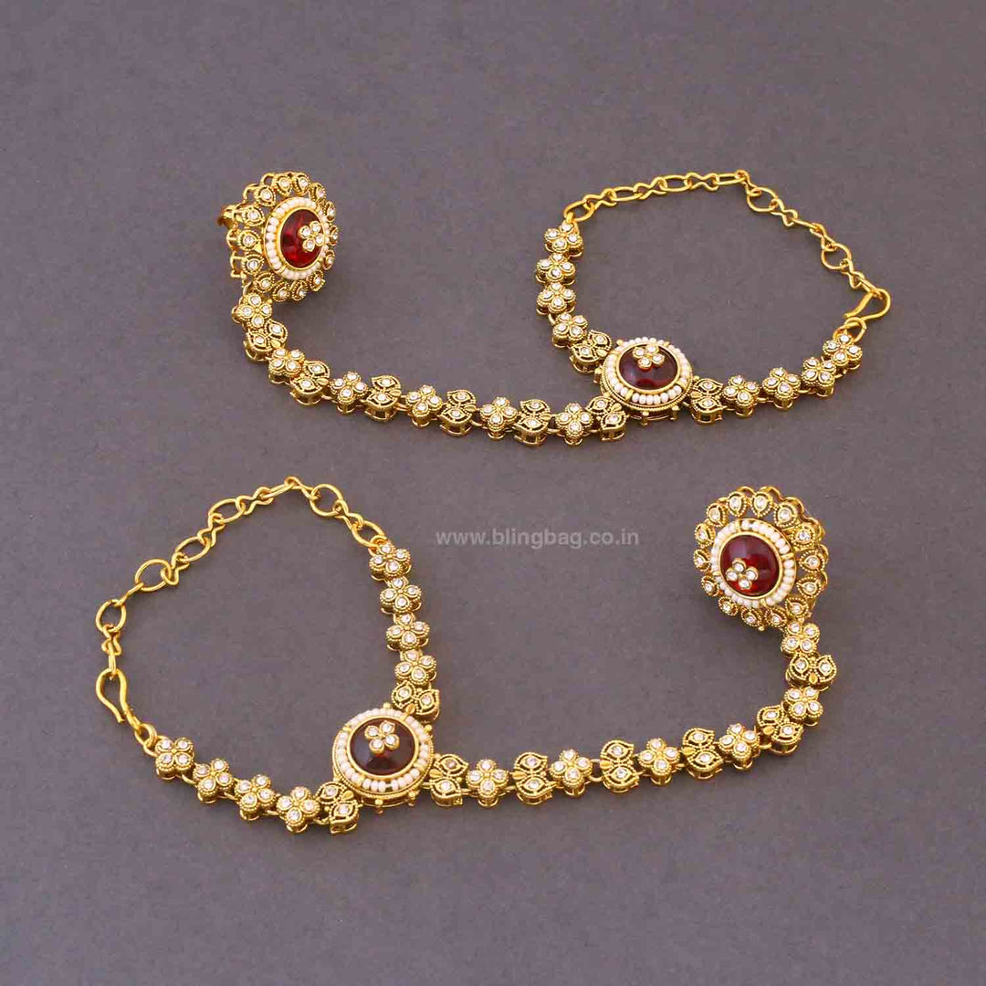 Maroon Yagna Kundan Bridal Jewellery Set
