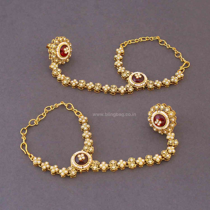 Maroon Yagna Kundan Bridal Jewellery Set