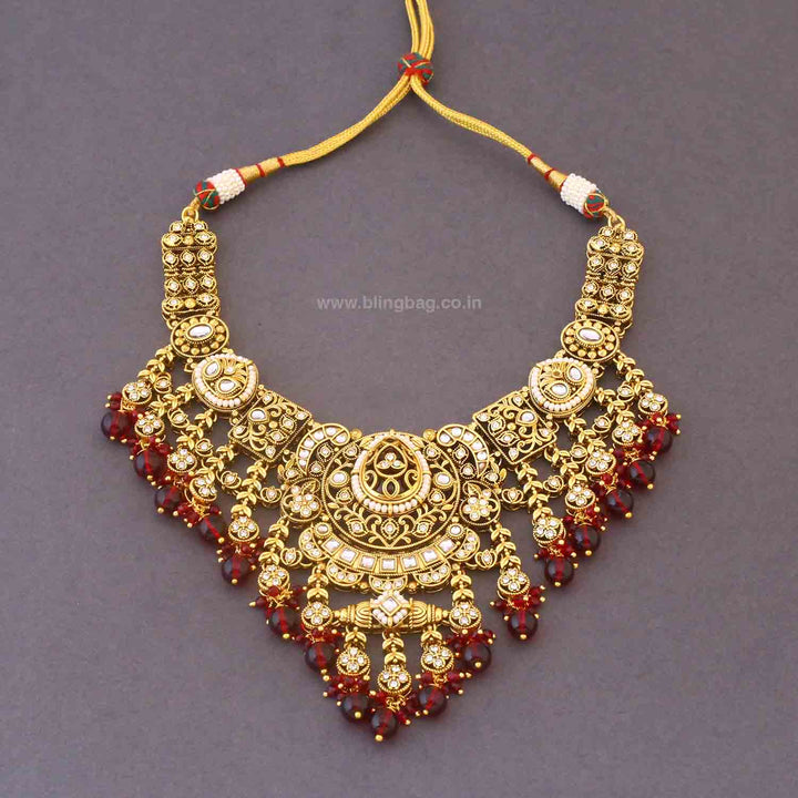 Maroon Yagna Kundan Bridal Jewellery Set