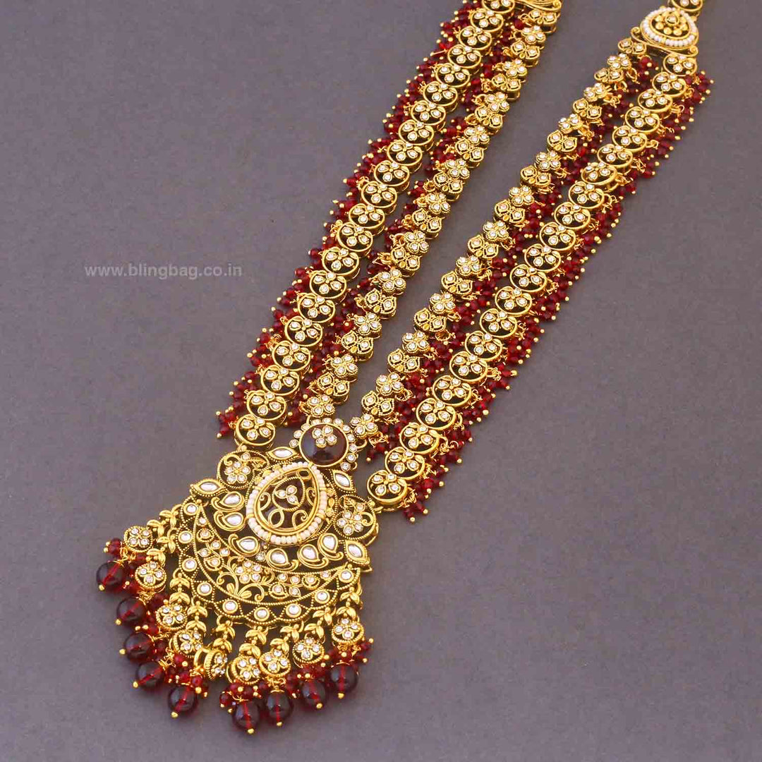 Maroon Yagna Kundan Bridal Jewellery Set