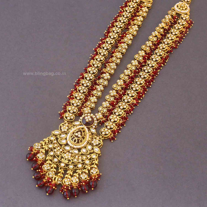 Maroon Yagna Kundan Bridal Jewellery Set
