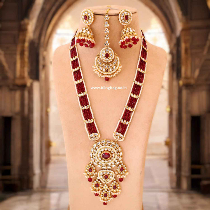 Maroon Yashashvi Kundan Jewellery Set