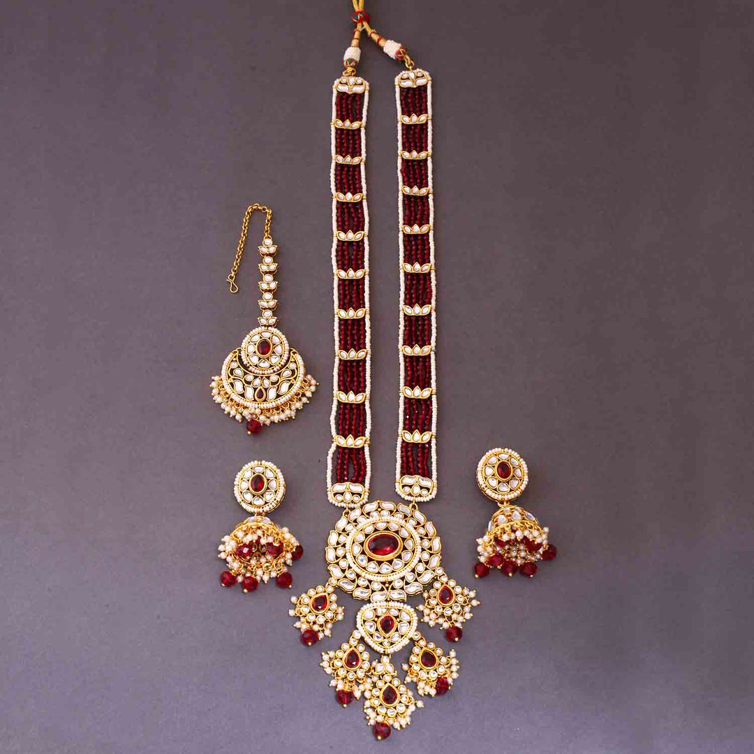 Maroon Yashashvi Kundan Jewellery Set