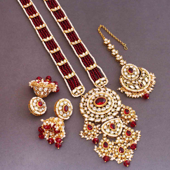 Maroon Yashashvi Kundan Jewellery Set