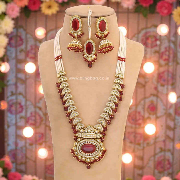 Maroon Ziya Kundan Jewellery Set