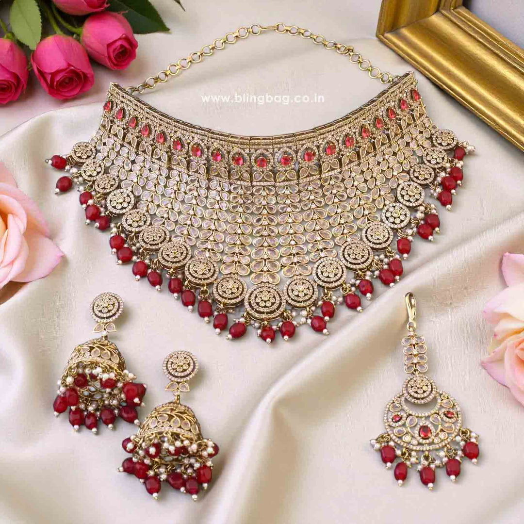 Maroon Zorina Victorian Jewellery Set - New Arrival