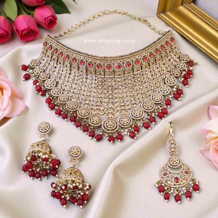 Maroon Zorina Victorian Jewellery Set - New Arrival