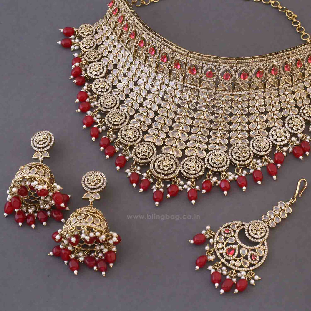 Maroon Zorina Victorian Jewellery Set - New Arrival