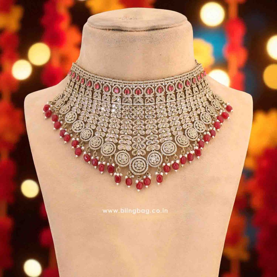 Maroon Zorina Victorian Jewellery Set - New Arrival