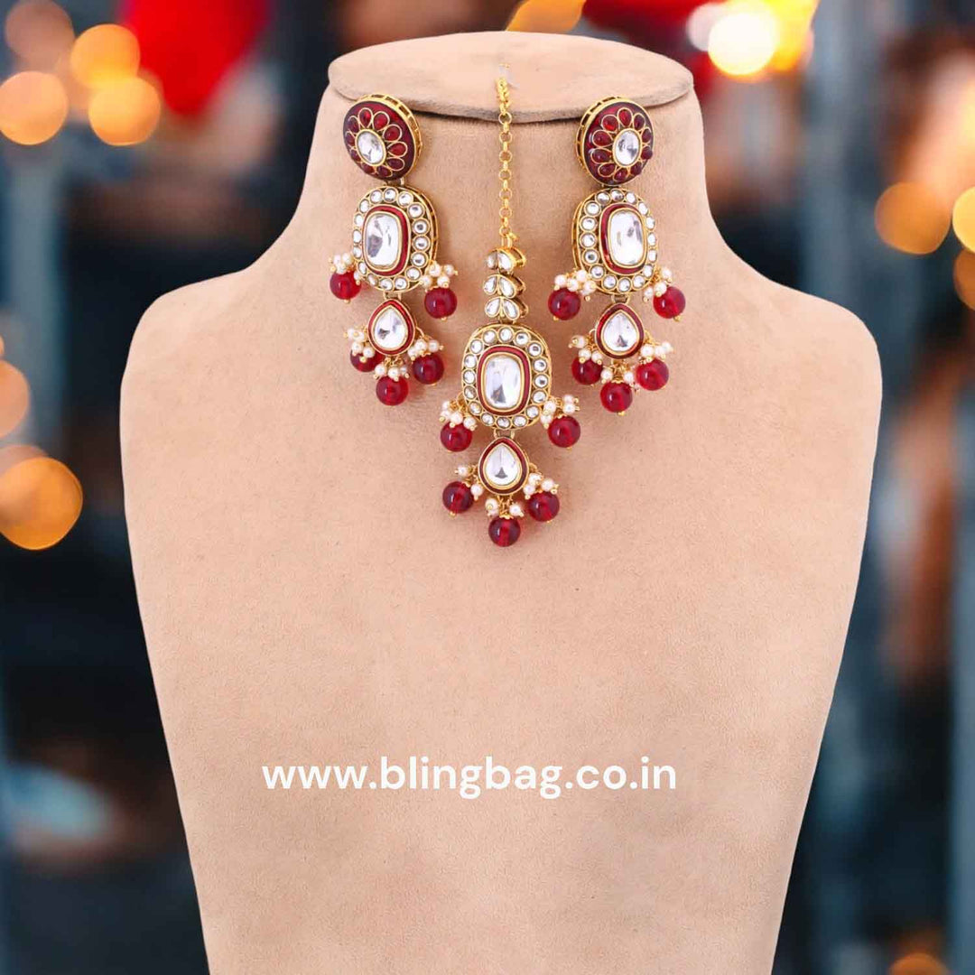 Maroon Malyavanti Kundan Jewellery Set