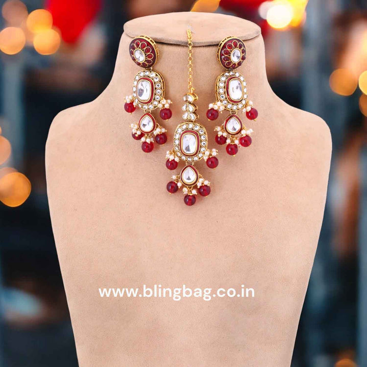 Maroon Malyavanti Kundan Jewellery Set