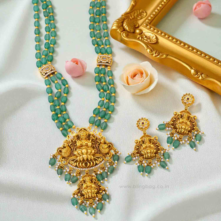 Mint Bhadrakalii Temple Jewellery Set - New Arrival