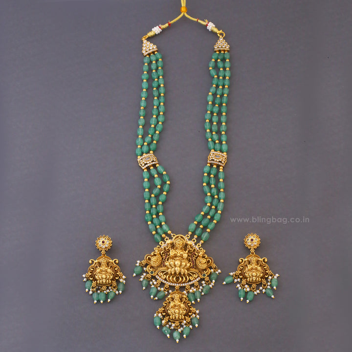 Mint Bhadrakalii Temple Jewellery Set - New Arrival