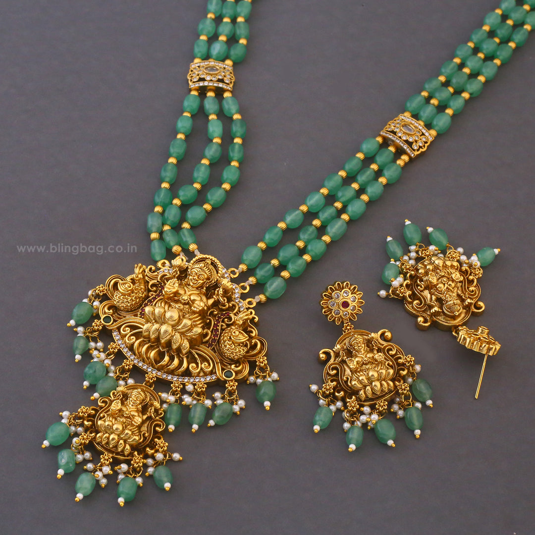Mint Bhadrakalii Temple Jewellery Set - New Arrival