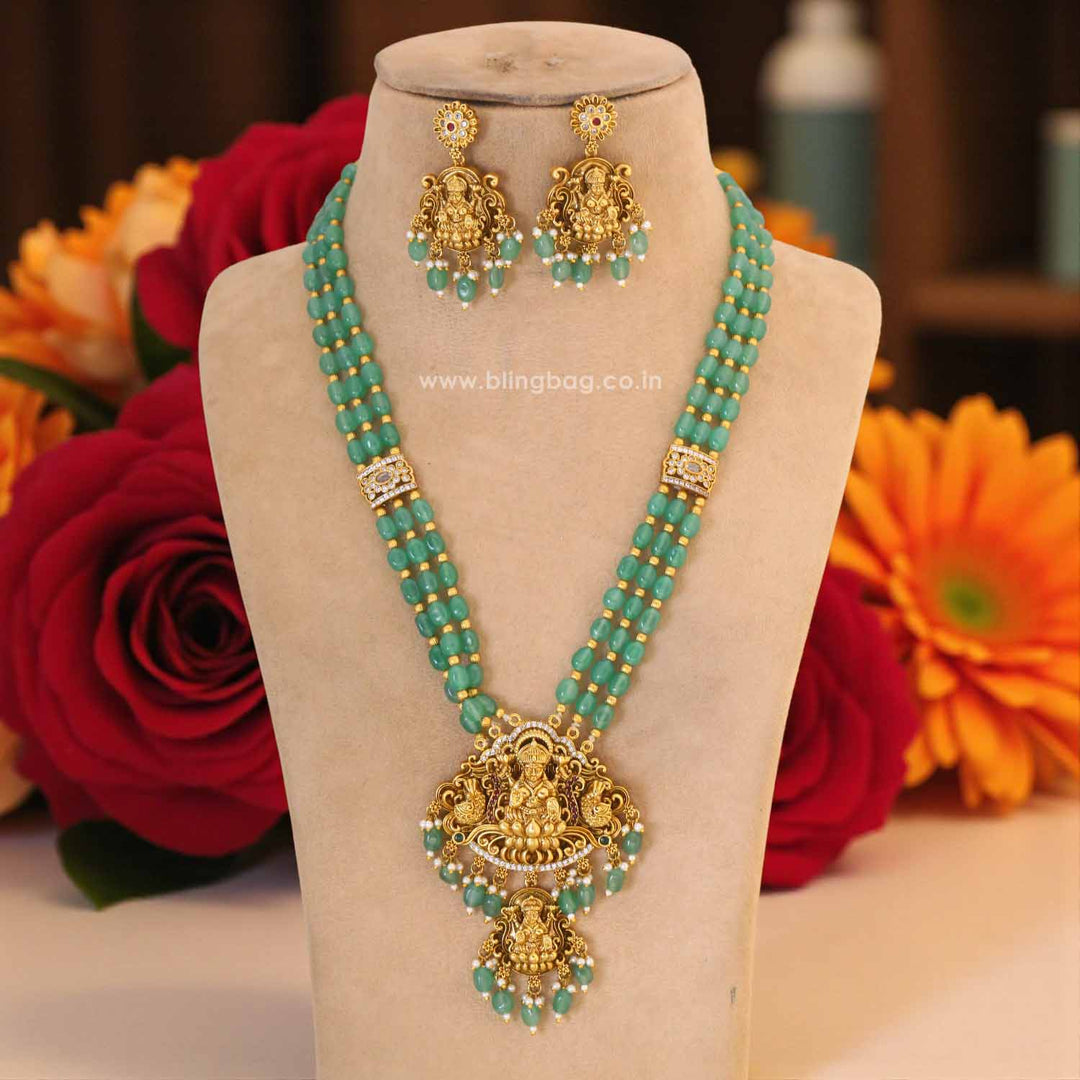 Mint Bhadrakalii Temple Jewellery Set - New Arrival