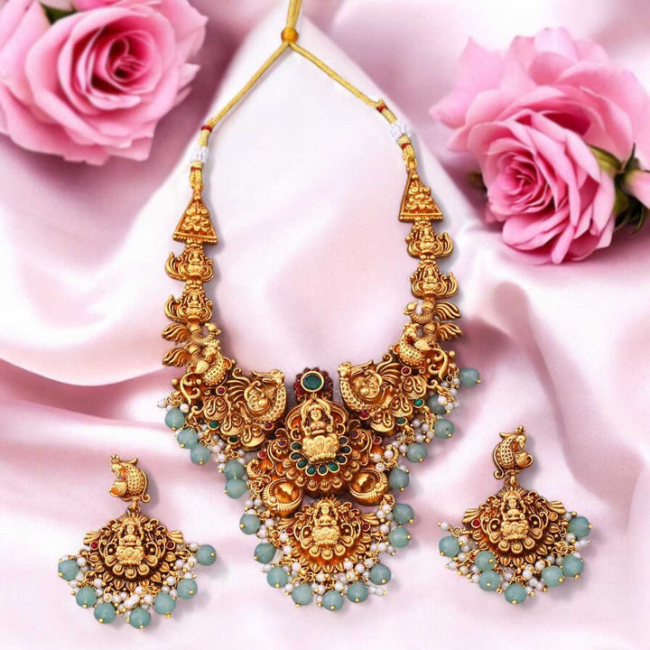 Mint Chaturbhuja Temple Jewellery Set- New Arrival
