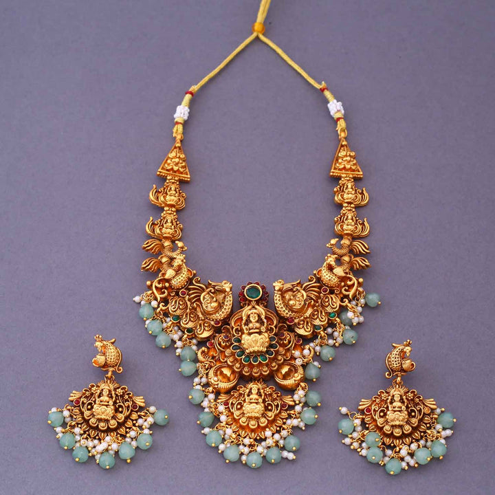 Mint Chaturbhuja Temple Jewellery Set- New Arrival