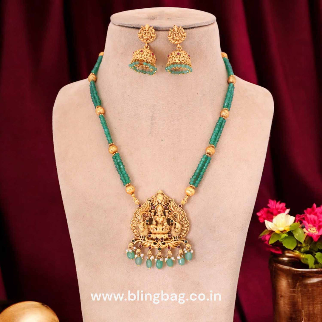 Mint Dhanalakshmi Temple Jewellery Set- New Arrival