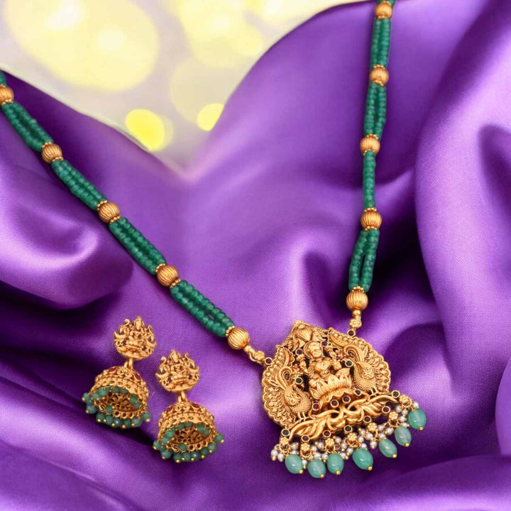Mint Dhanalakshmi Temple Jewellery Set- New Arrival