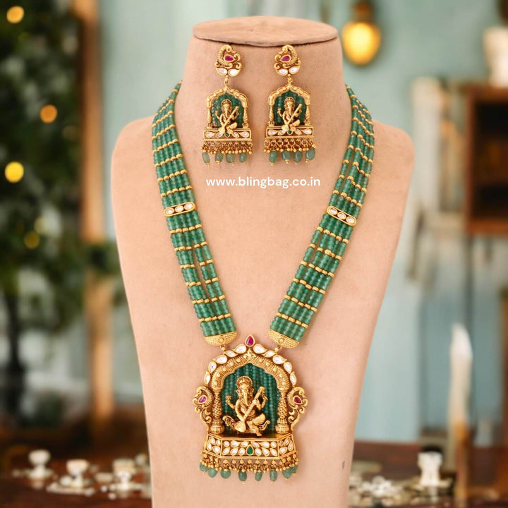 Mint Ganesh Temple Jewellery Set- New Arrival