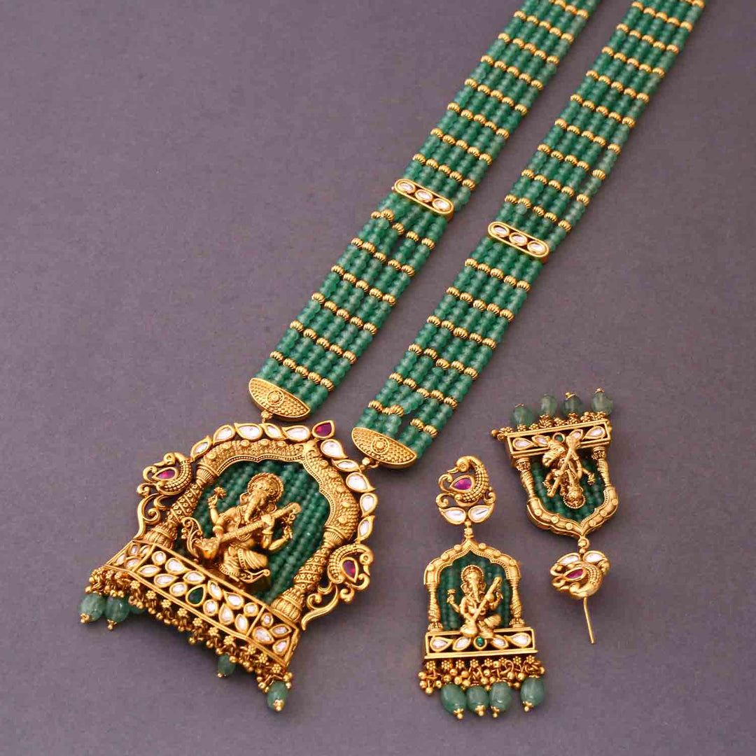 Mint Ganesh Temple Jewellery Set- New Arrival
