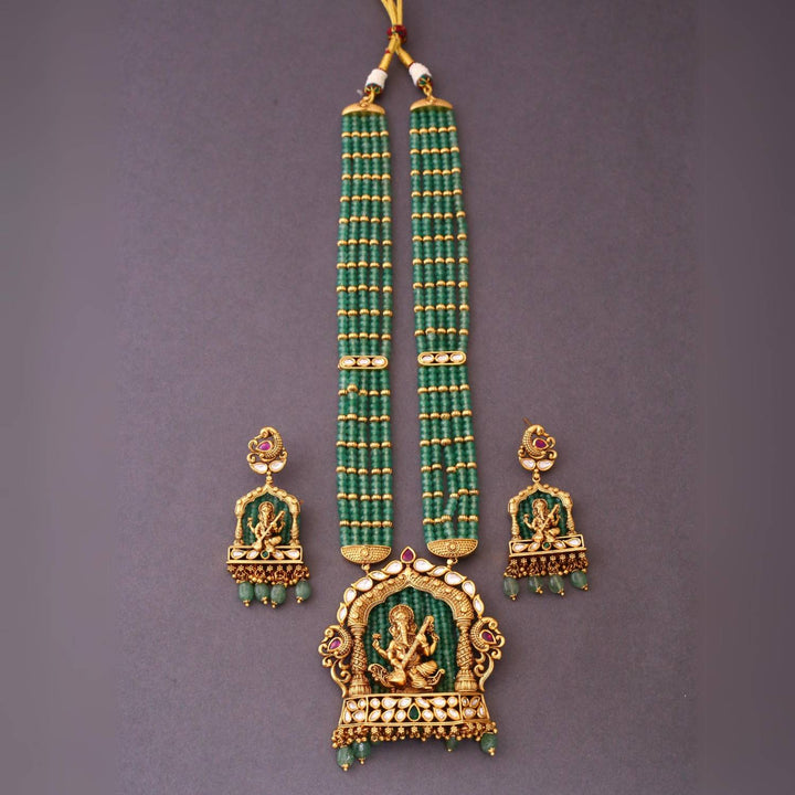 Mint Ganesh Temple Jewellery Set- New Arrival