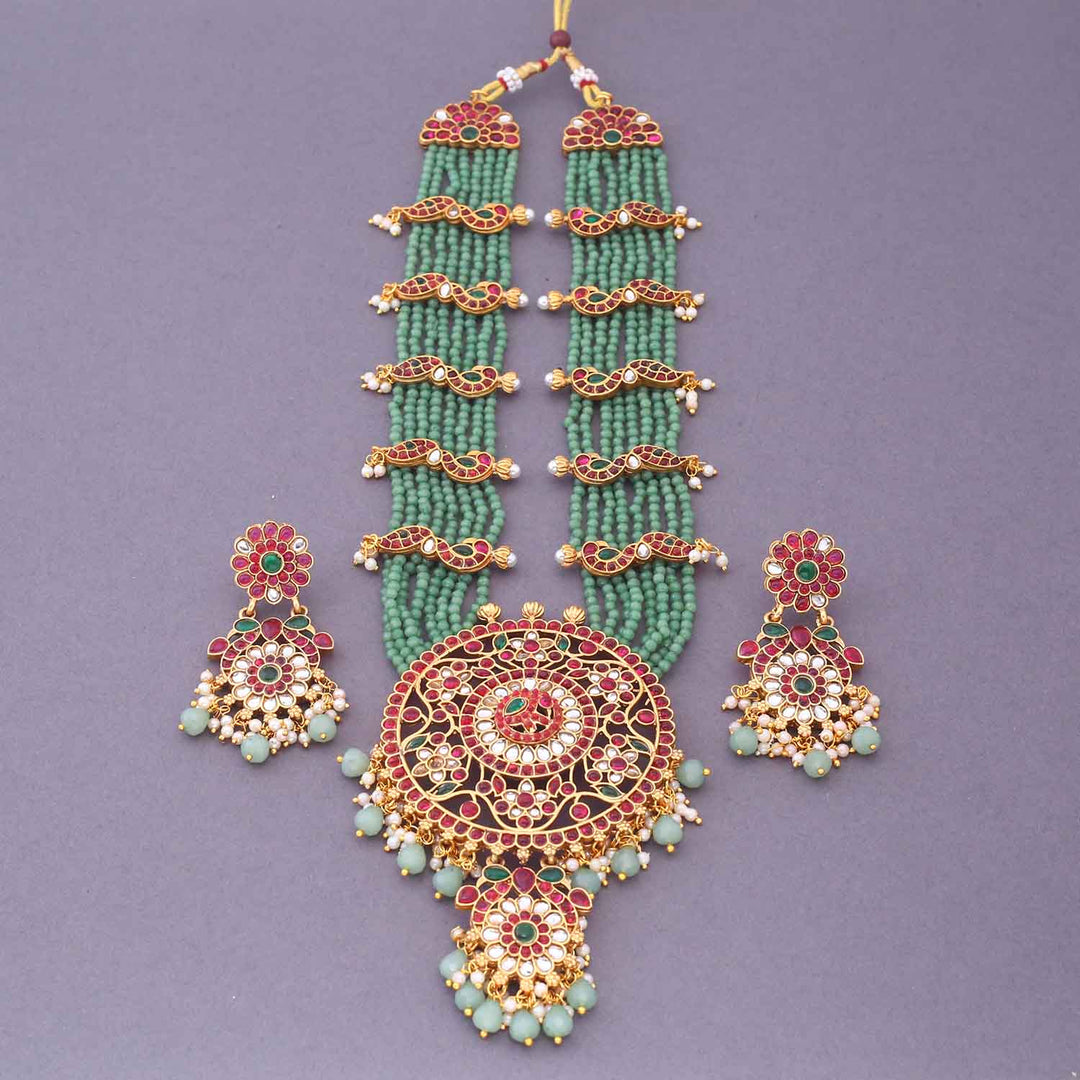 Mint Gaurangi Antique Jewellery Set - New Arrival