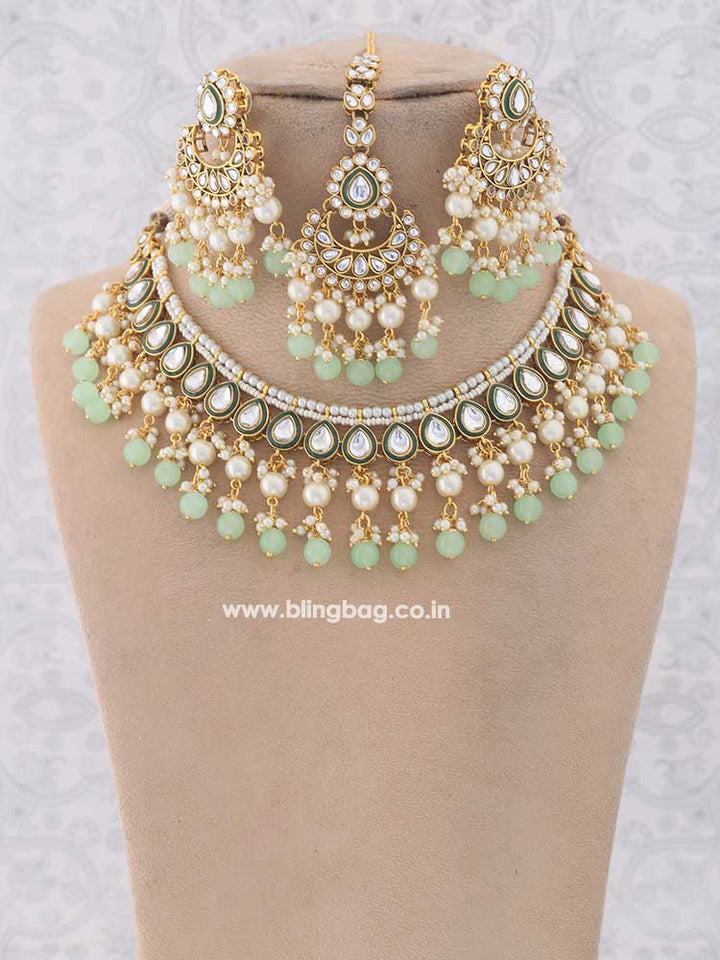Mint Himanta Jewellery Set