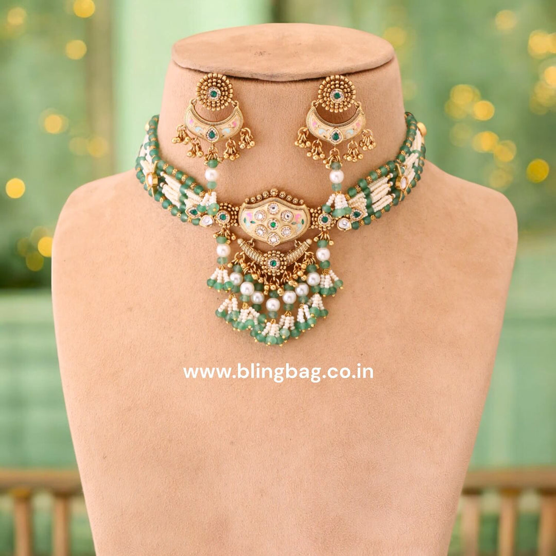 Mint Keerthi Antique Rajwadi Set