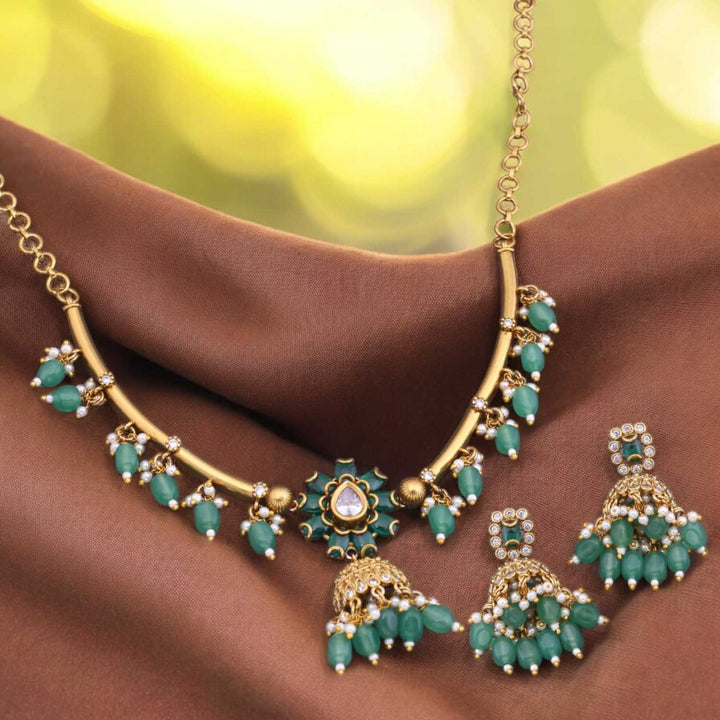 Mint Kurmi Hasli Antique Jewellery Set - New Arrival