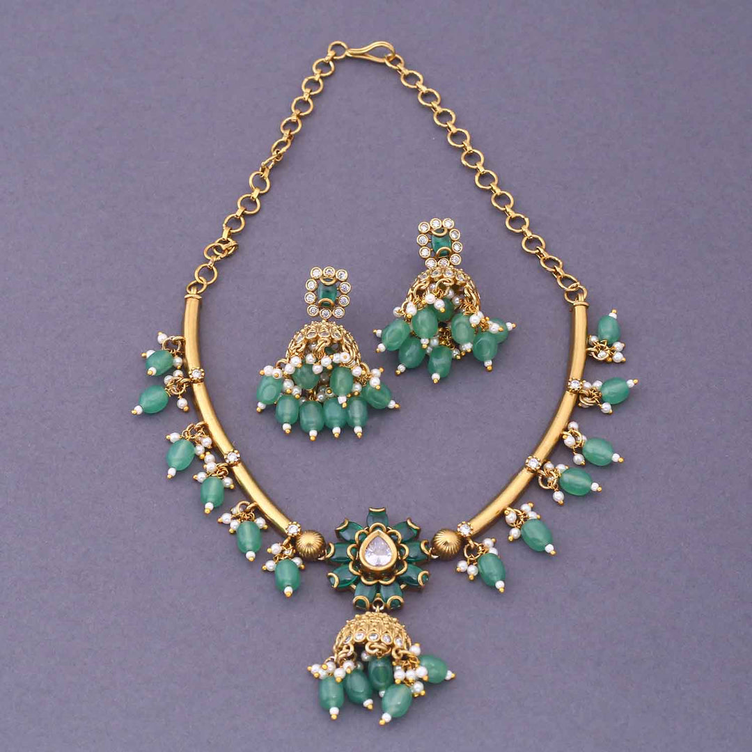 Mint Kurmi Hasli Antique Jewellery Set - New Arrival