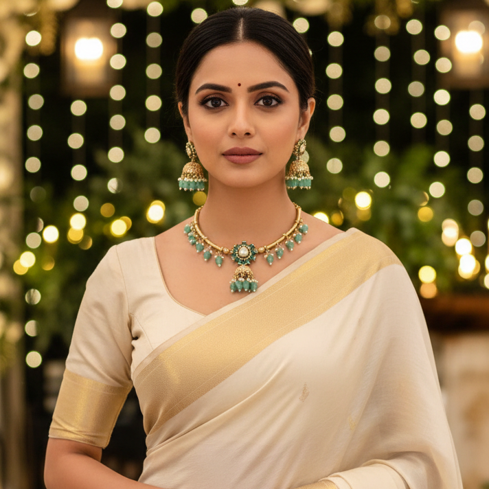 Mint Kurmi Hasli Antique Jewellery Set - New Arrival