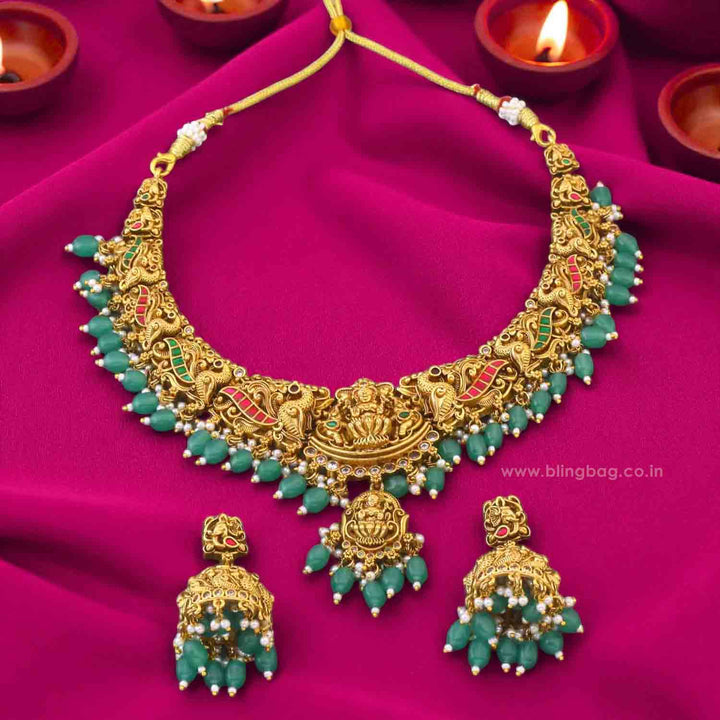 Mint Narayaniya Hasli Temple Jewellery Set - New Arrival