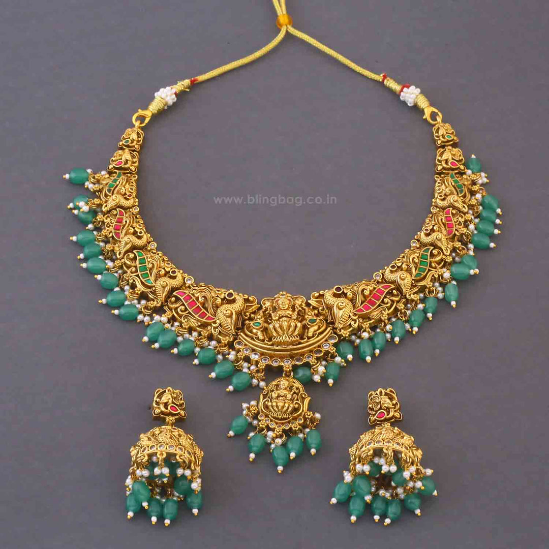 Mint Narayaniya Hasli Temple Jewellery Set - New Arrival