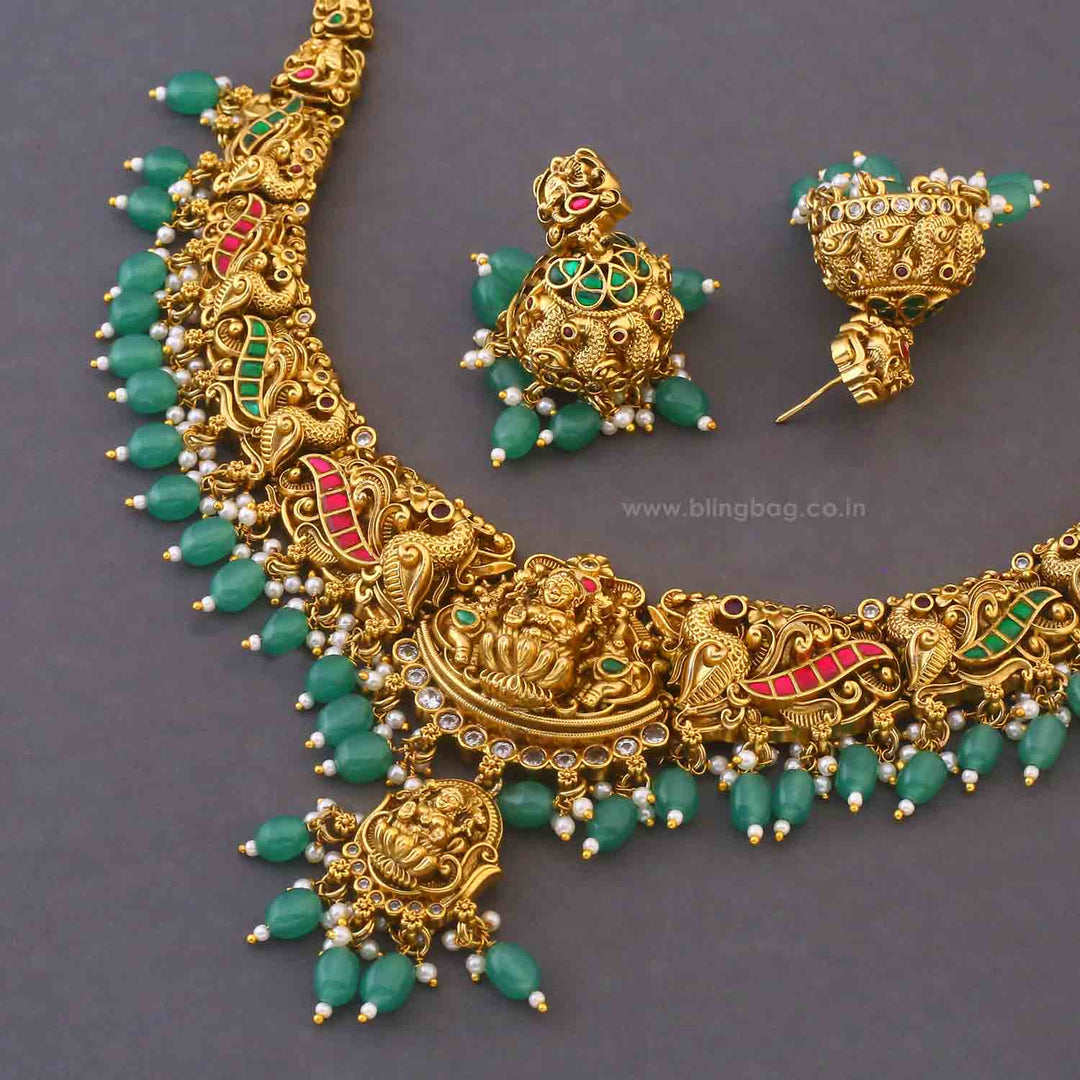 Mint Narayaniya Hasli Temple Jewellery Set - New Arrival