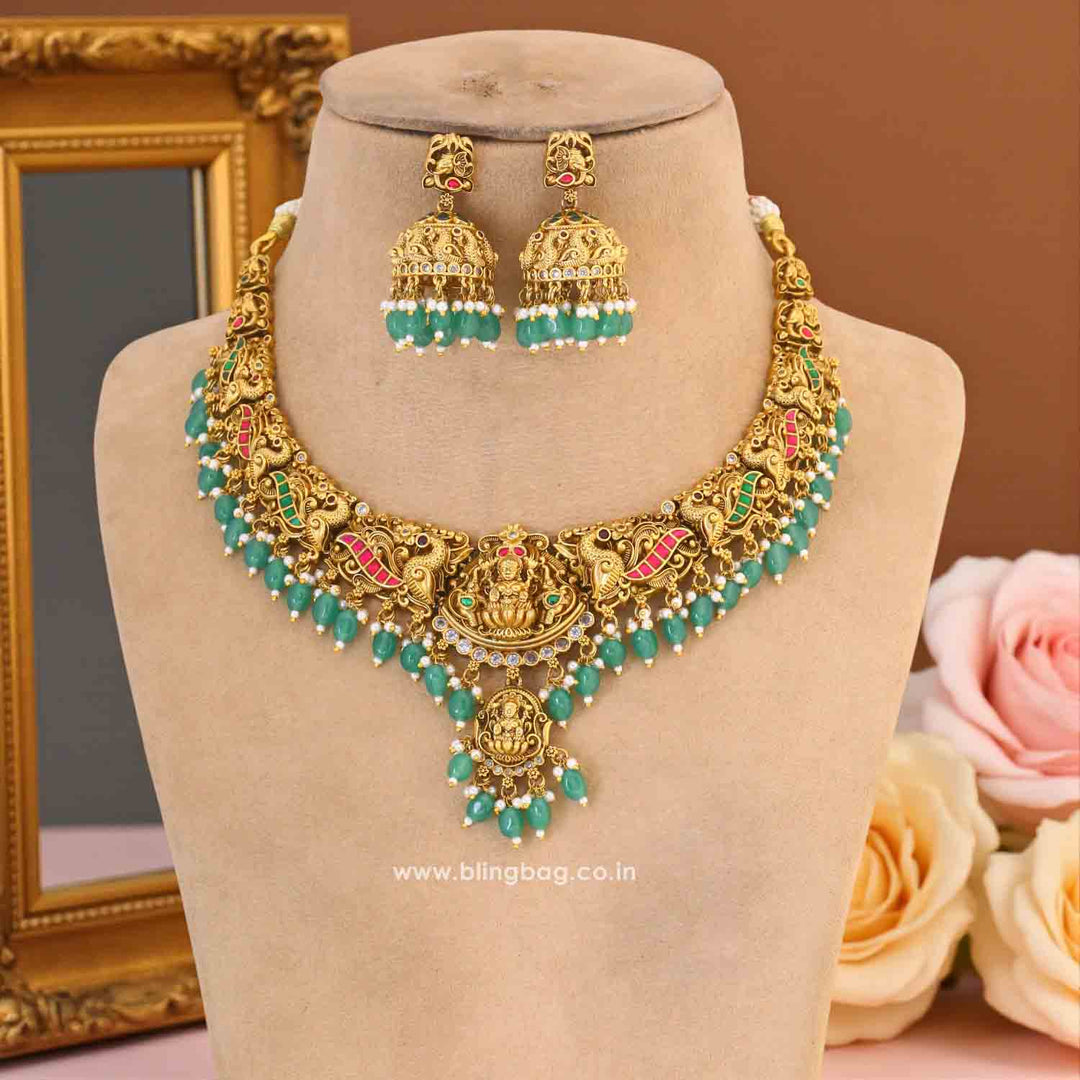 Mint Narayaniya Hasli Temple Jewellery Set - New Arrival