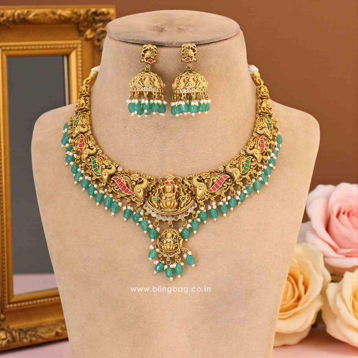 Mint Narayaniya Hasli Temple Jewellery Set - New Arrival