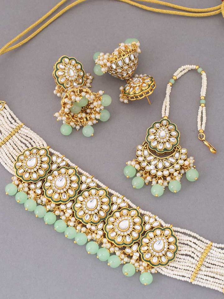 Mint Pranami Kundan Kundan Jewellery Set