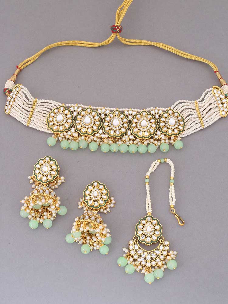 Mint Pranami Kundan Kundan Jewellery Set