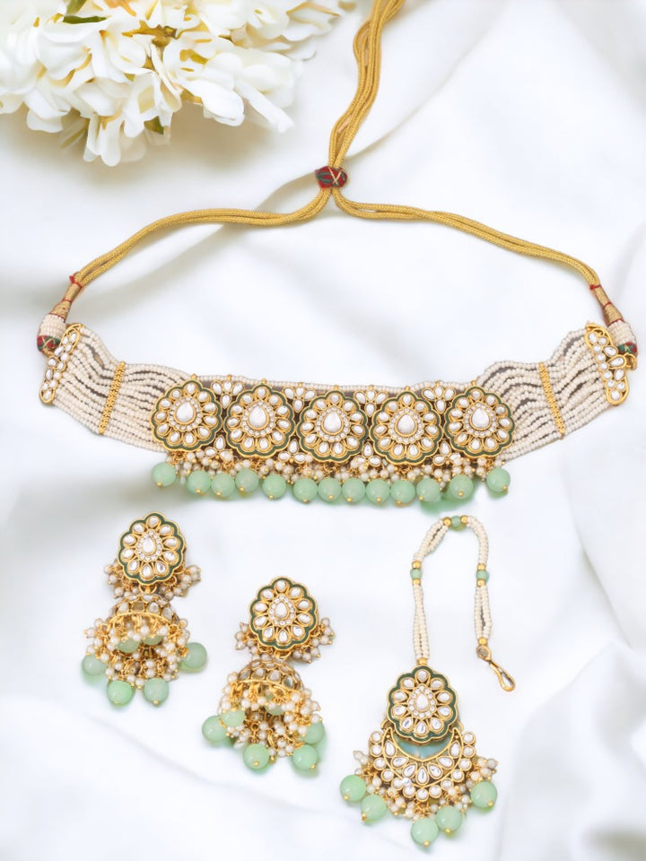 Mint Pranami Kundan Kundan Jewellery Set