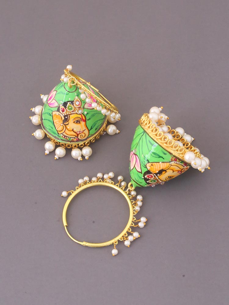Mint Ganeshi Jhumkis