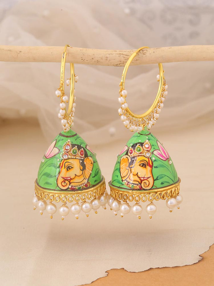 Mint Ganeshi Jhumkis